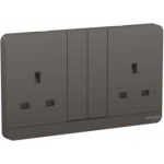 Schneider Electric 施耐德電氣 AvatarOn 13A 兩位連保護門有掣插座連LED指示燈 (深灰色) (E83T25N_DG_C5)